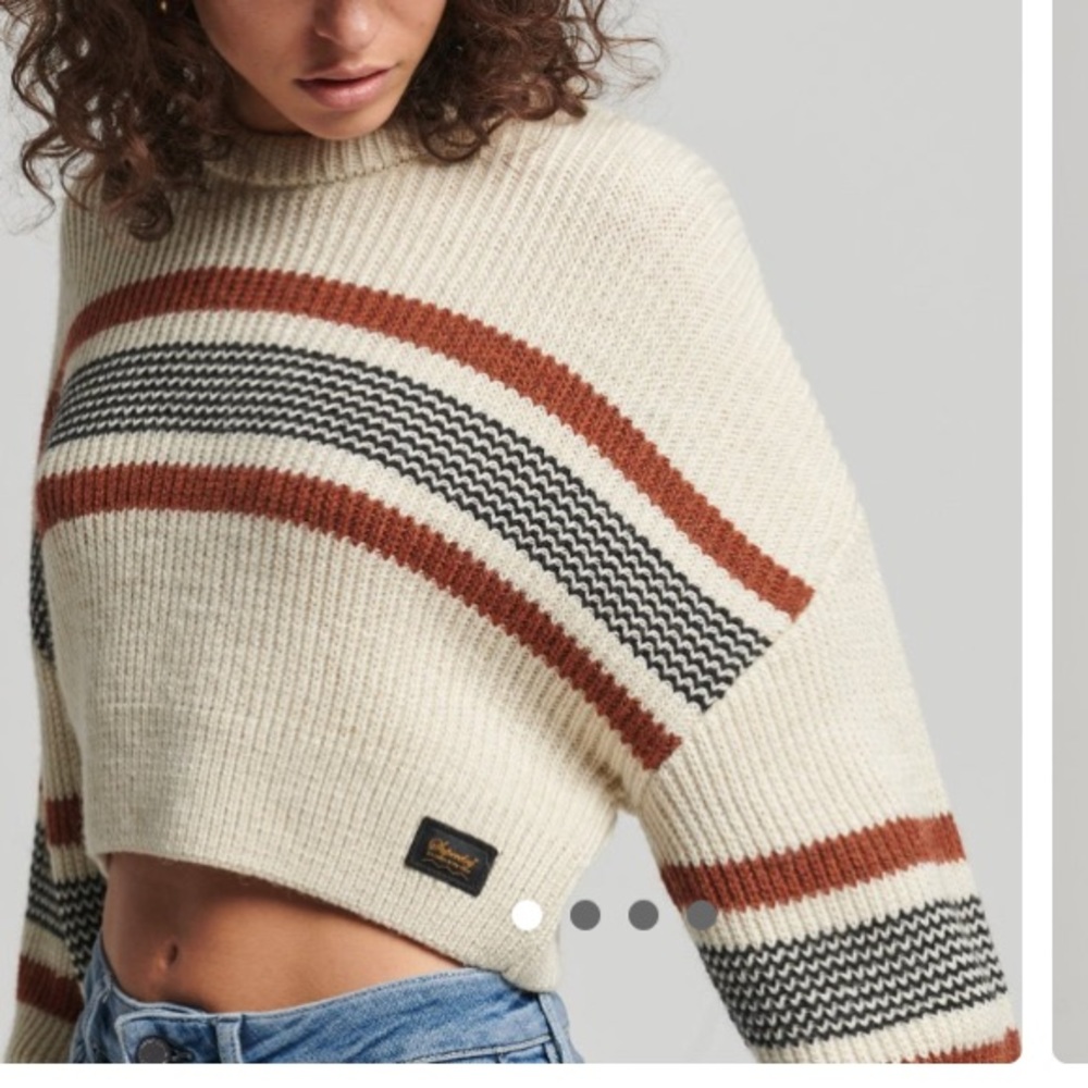 SUPERDRY outdoor supply classic crew sweater NWT cropped striped